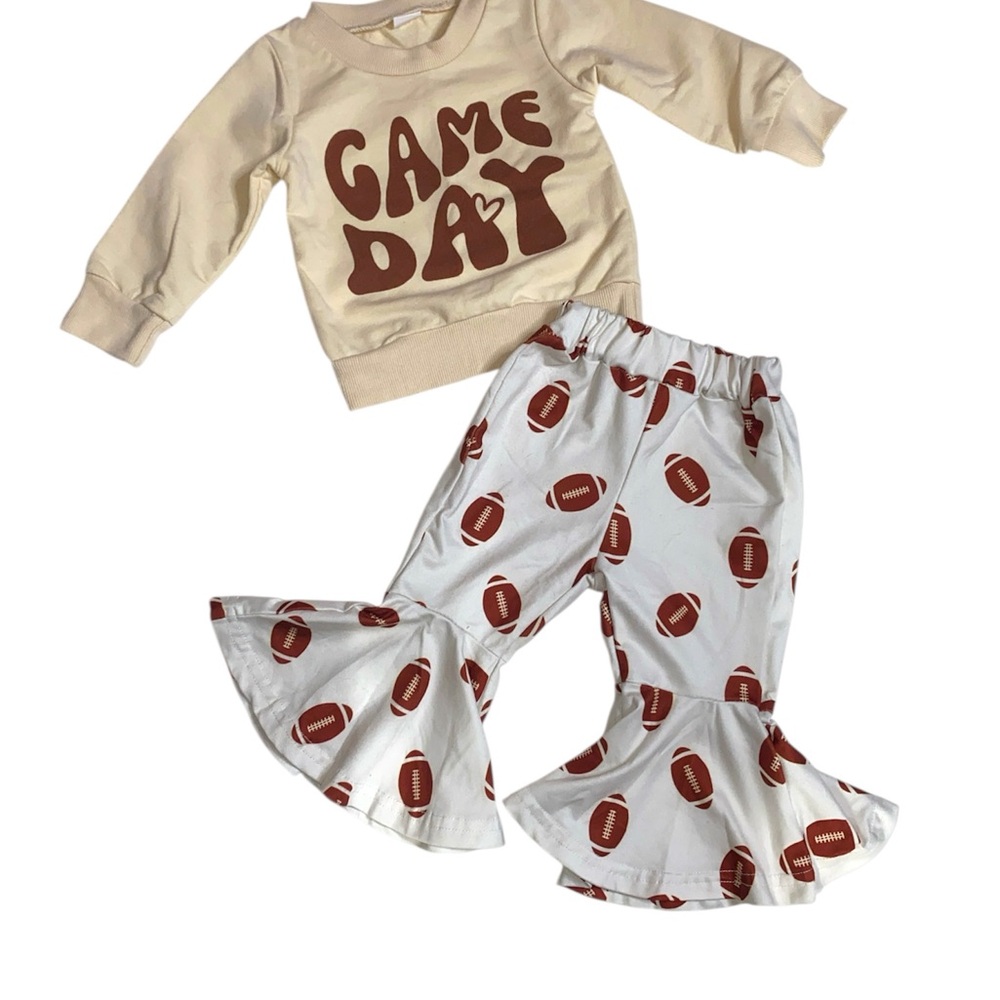 Boutique Game Day Kids Outfit with Football Print